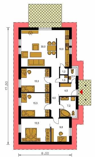 Plan de sol du rez-de-chaussée - BUNGALOW 25